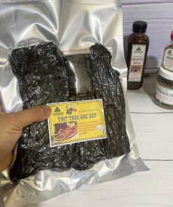Thịt trâu khô gác bếp Tây Bắc chuẩn vị túi zip bạc hút chân không 500gr