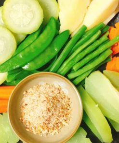 Củ quả luộc chấm muối lạc vừng