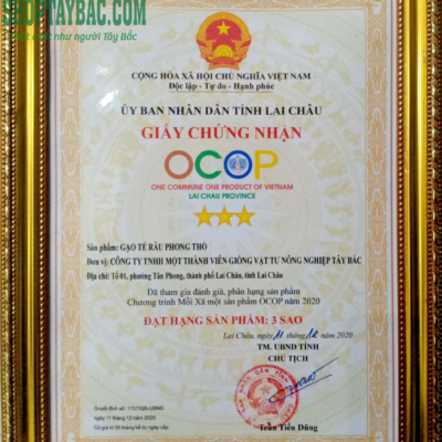 Gạo tẻ râu được chứng nhận sản phâm OCOP 3 sao tỉnh Lai Châu