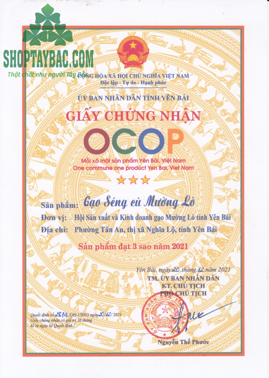 Sản phẩm đạt chất lượng OCOP 3 sao tỉnh Yên Bái